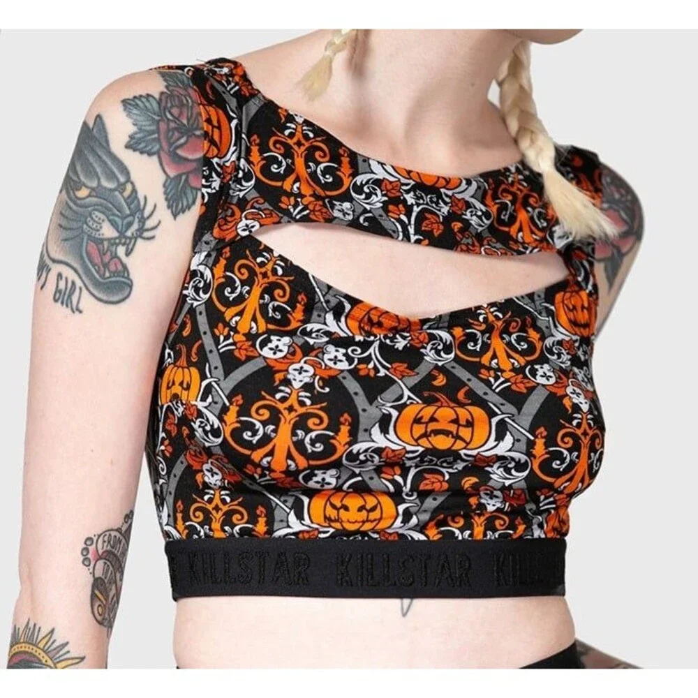 Killstar Fascinate Crop Top Size Large halloween pumpkin goth - Picture 2 of 8